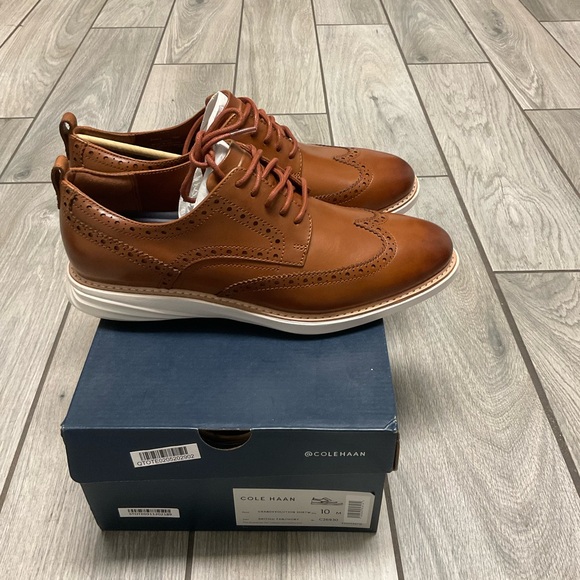 Men's Cole Haan Grand Evolution Shortwing Oxford British Tan/Ivory Sz 10 C26930 - Picture 6 of 7